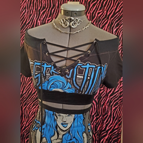 Destruction Of A Rose Heavy Metal Bodycon 2 Pc Outfit Set reworked slow fashion - Picture 3 of 8